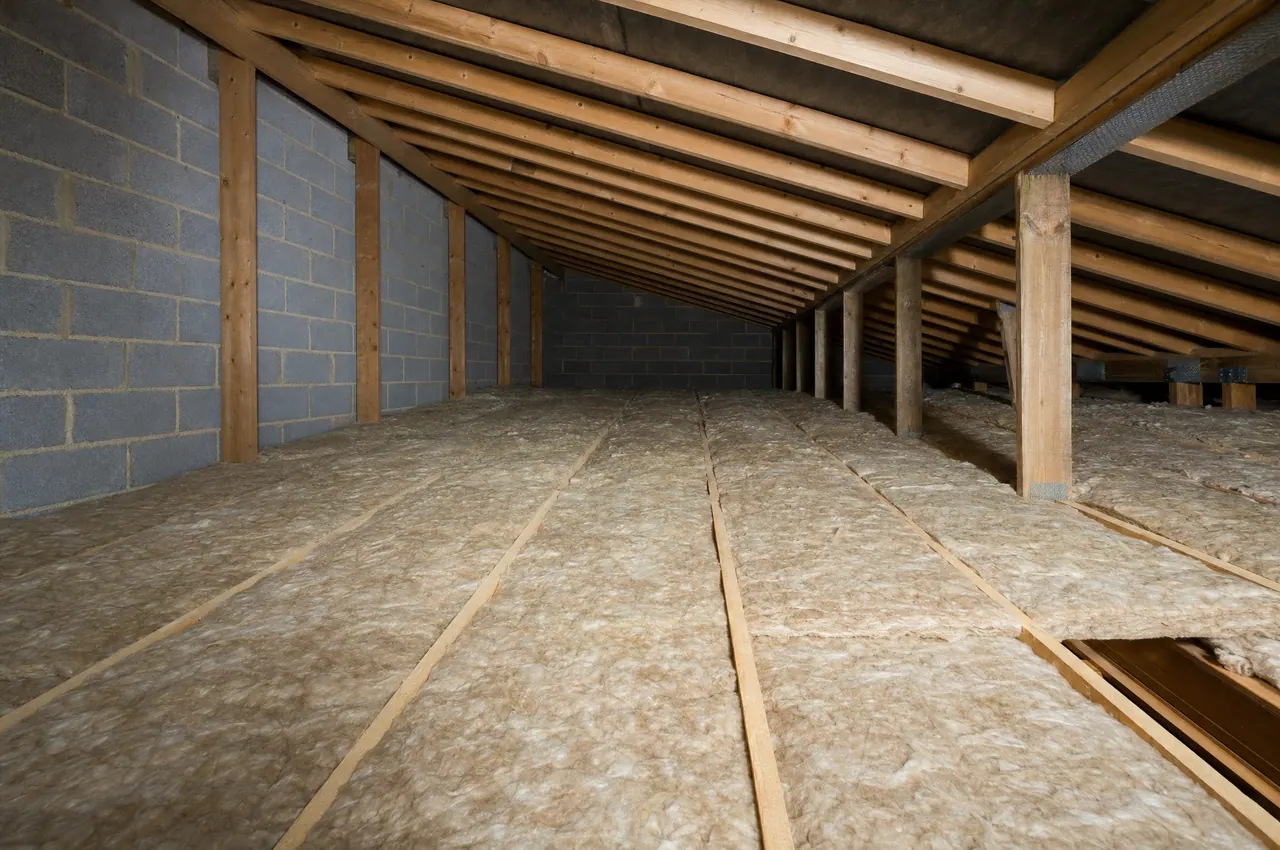 Loft insulation being installed